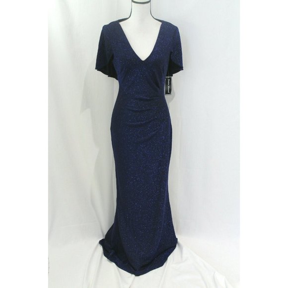 Jessica Howard Dresses & Skirts - Jessica Howard Womens Sparkly Blue Short Sleeve Long Formal Dress 6 NWT